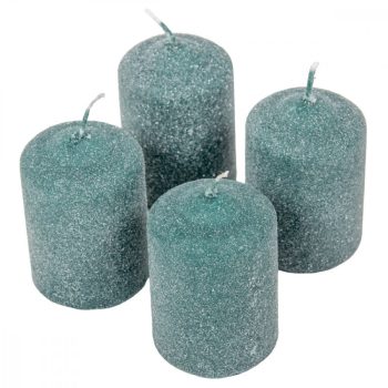   Bársony glitter henger gyertya 50x75mm smaragd zöld 4db/csom (db ár)