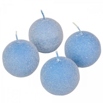   Bársony glitter gömb gyertya 60mm acél kék 4db/csom (db ár)
