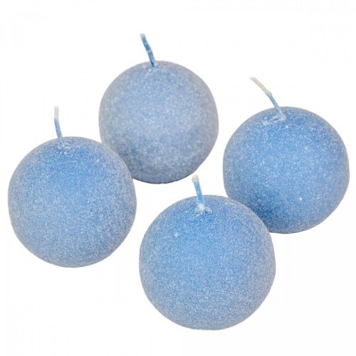 Bársony glitter gömb gyertya 60mm acél kék 4db/csom (db ár)