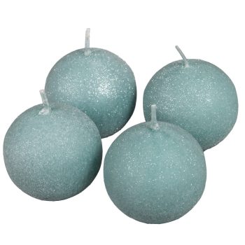 Bársony glitter gömb gyertya 60mm menta 4db/csom (db ár)