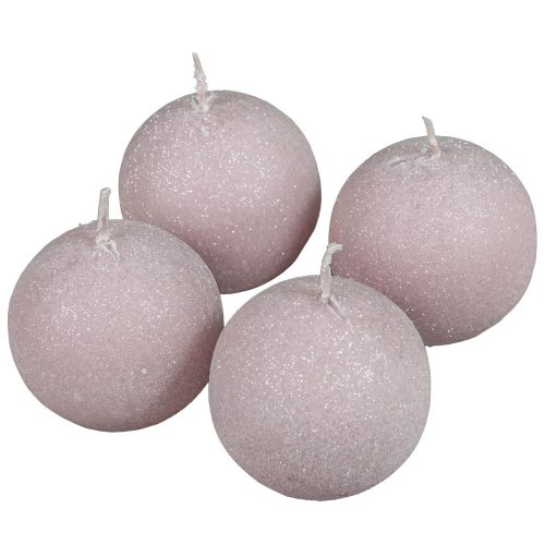 Bársony glitter gömb gyertya 60mm mályva 4db/csom (db ár)