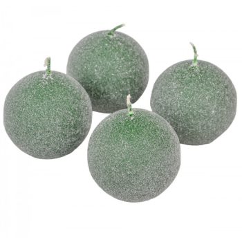   Bársony glitter gömb gyertya 60mm új zöld 4db/csom (db ár)
