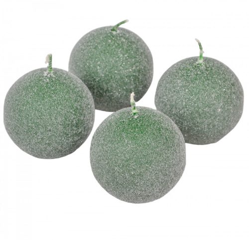 Bársony glitter gömb gyertya 60mm új zöld 4db/csom (db ár)