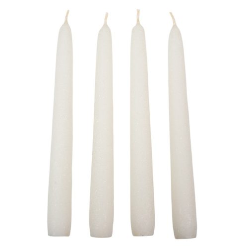Bársony glitter spitz gyertya 195mm fehér 4db/csom (db ár)