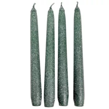 Bársony glitter spitz gyertya 195mm zöld 4db/csom (db ár)