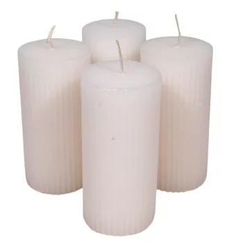 Bordás henger gyertya 50x100mm fehér 4db/csom (db ár)