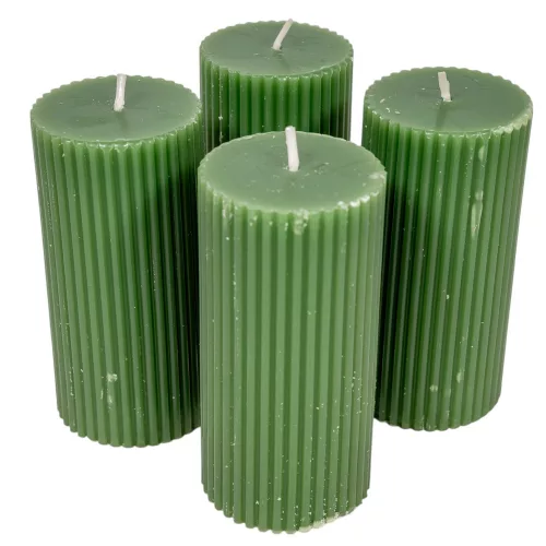 Bordás henger gyertya 50x100mm mohazöld 4db/csom (db ár)
