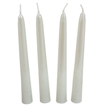 Bársony metál spitz gyertya 195mm fehér 4db/csom (db ár)