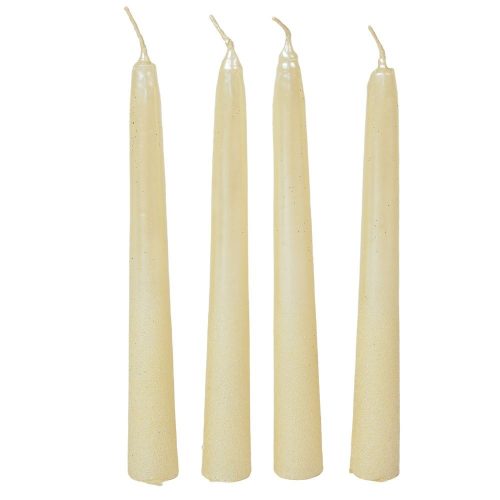 Bársony metál spitz gyertya 195mm ivory 4db/csom (db ár)