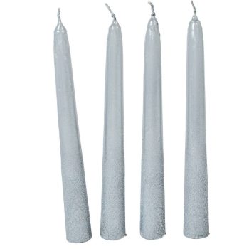   Bársony metál spitz gyertya 195mm v.szürke 4db/csom (db ár)