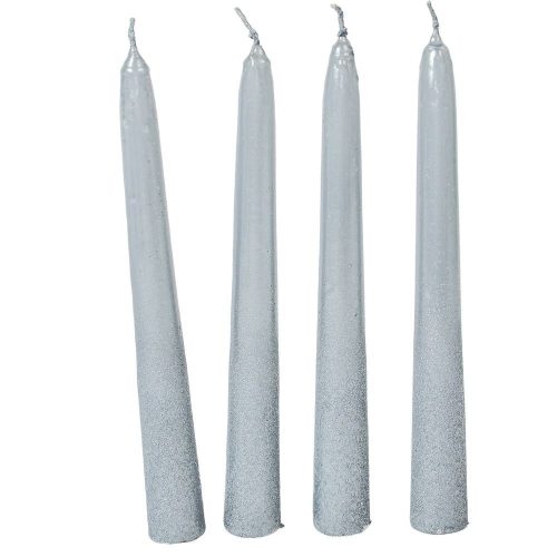 Bársony metál spitz gyertya 195mm v.szürke 4db/csom (db ár)