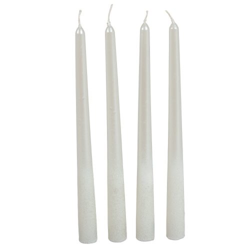 Bársony metál sziluett gyertya 300mm fehér 4 darabos csomagban rendelhető | darab ár!