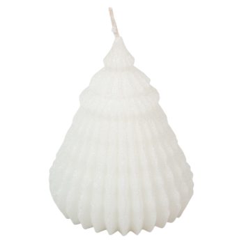 Bársony glitter origami fenyő gyertya 90x120mm fehér