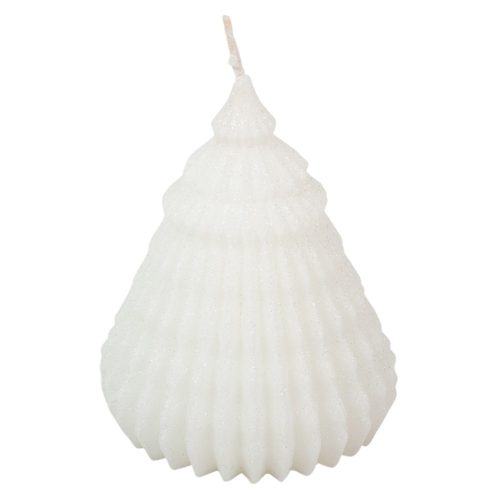 Bársony glitter origami fenyő gyertya 90x120mm fehér