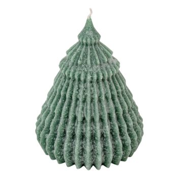 Bársony glitter origami fenyő gyertya 90x120mm zöld