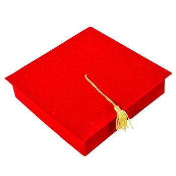 Bársony papírdoboz ballagási sapi bordó M4,5x18cm