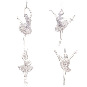   Balerina akasztós transzparens ezüst glitteres szoknyával 13cm