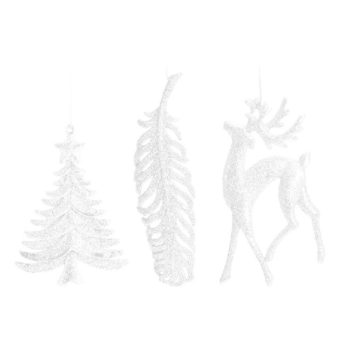 Akasztós dísz glitteres fehér 16cm