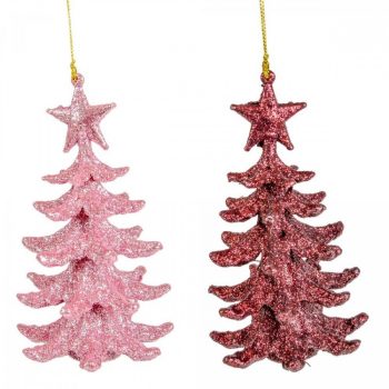 Fenyőfa akasztós műa. pink mix 13cm