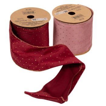 Bársony szalag arany flitteres drótos 10x500cm