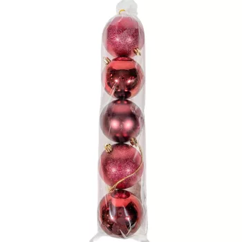 Műanyag gömb bor vörös 8cm 5db-os