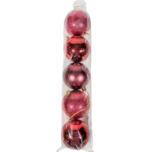 Műanyag gömb bor vörös 8cm 5db-os