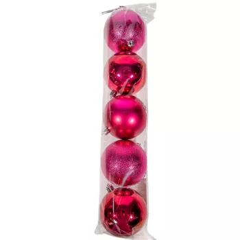 Műanyag gömb  bogyó piros 8cm 5db-os