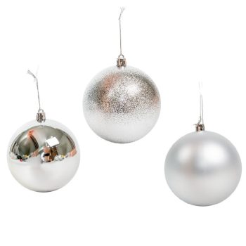 Műanyag gömb ezüst mix 10cm