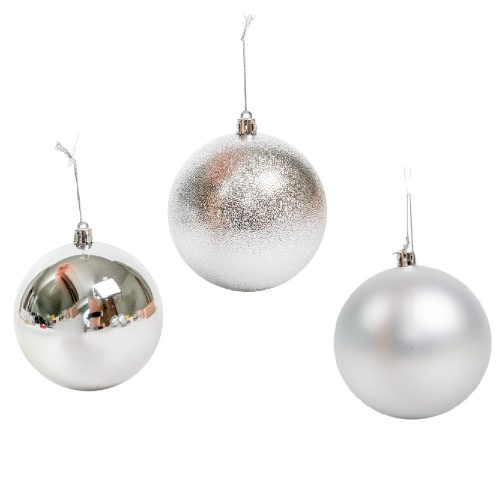 Műanyag gömb ezüst mix 10cm