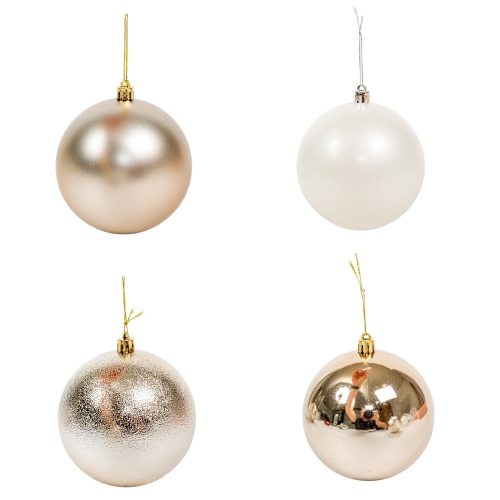 Műanyag gömb gyöngy-világos arany mix 10cm