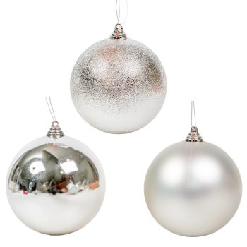 Műanyag gömb ezüst mix 14cm