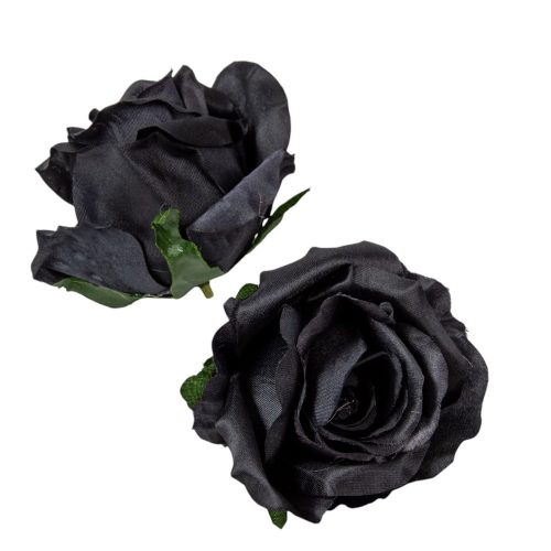 Rózsa virágfej fekete D9cm 12db/csom
