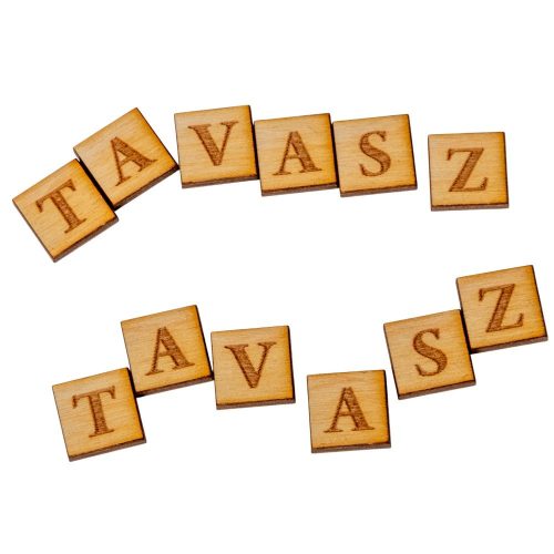 Natúr fa négyzetek 1,5cm TAVASZ felirattal 2 szett
