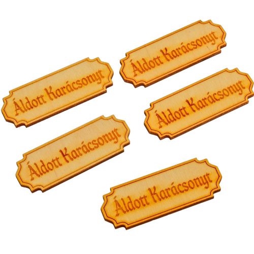 Áldott Karácsonyt gravírozott tábla 8cm 5db-os