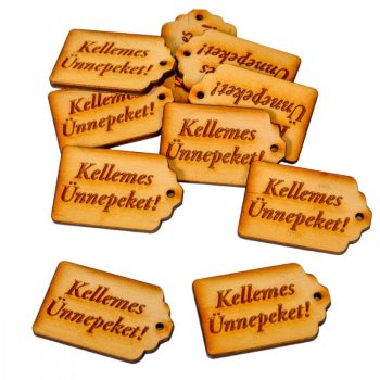 Kellemes Ünnepeket tábla natúr fa 4,5cm 10db-os