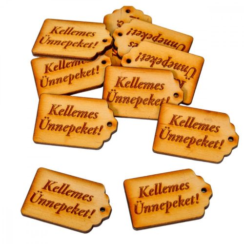 Kellemes Ünnepeket tábla natúr fa 4,5cm 10db-os