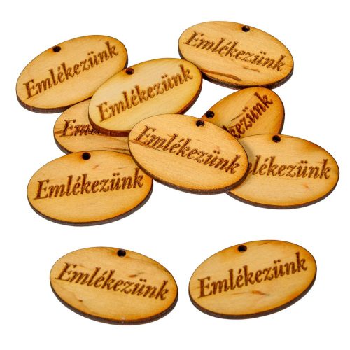 Natúrfa "Emlékezünk" ovál tábla 4cm 10db-os