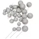 Glitteres golyó pick ezüst D2,5-3-4cm 30db-os