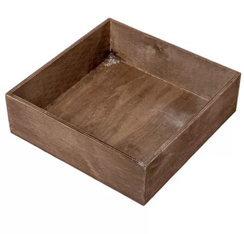 Fa tál négyzetes rusztikus barna M6x20x20cm