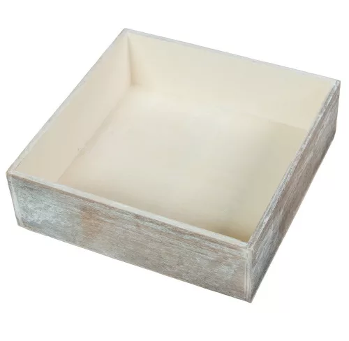 Fa doboz négyzetes koptatott szürke M6x20x20cm