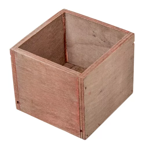 Fa doboz kocka rusztikus barna M8x9x9cm