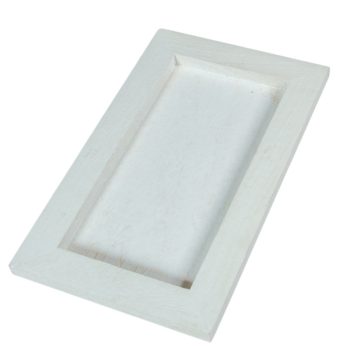 Fa keretes tálca fehér 25x15cm
