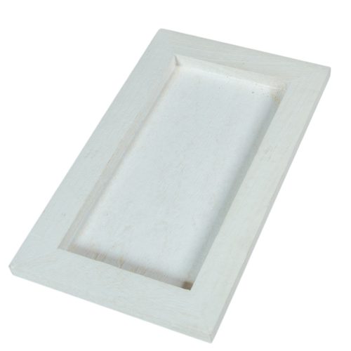 Fa keretes tálca fehér 25x15cm
