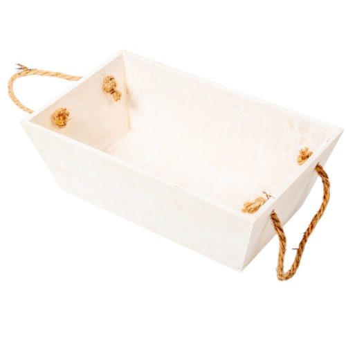 Trapéz alakú fehér dekoláda  kötél füles M9x26x16cm