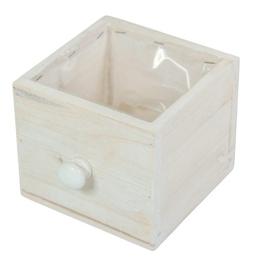Kocka fiók bélelt fehér M11x13x13cm