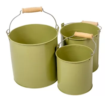   Fém dekorációs csöbör szett- pasztell zöld D15-12,5-11cm 3db-os csomag