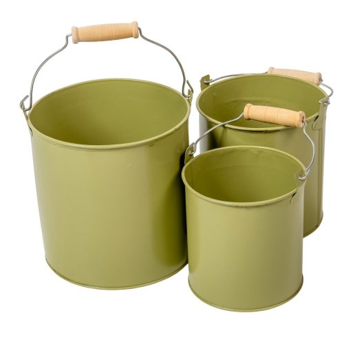 Fém dekorációs csöbör szett- pasztell zöld D15-12,5-11cm 3db-os