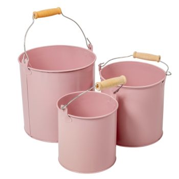   Fém dekorációs csöbör szett - rózsaszín D15-12,5-11cm 3db-os