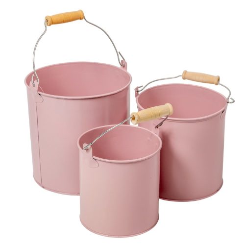 Fém dekorációs csöbör szett - rózsaszín D15-12,5-11cm 3db-os