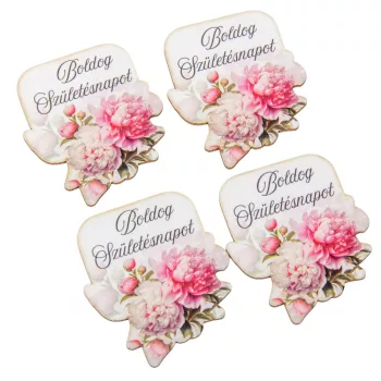   Nyomtatott dekorkarton Boldog születésnapot virágos tábla 6cm 4db-os